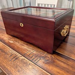 Glass Top Red Wood Humidor