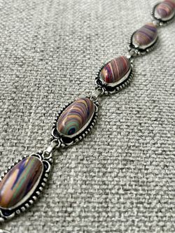 Rainbow Casilica Gemstone Bracelet In Sterling Silver 