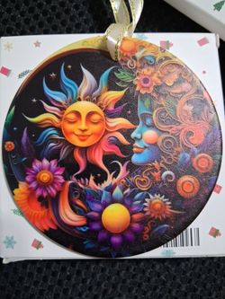 Colorful Sun/Moon glass ornament