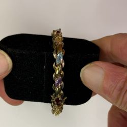 Vermeil Silver 925 Women's 7" CZ Multi-Color Bracelet - Beautiful Colors