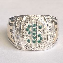 Man ring silver 925 and gold 10k size 11, men rings Silver 925 Sterling with 10k-Gold-Laminated Parts Very fine man Ring: This high-quality