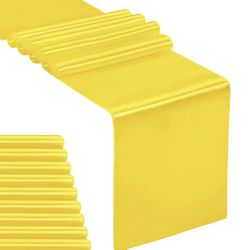 10-Pack Satin Table Runner Yellow 12 X 108 Inches Long, Table Runners For Wedding, Birthday Parties, Banquets Decorations?10 Pack, 12x108 Inch, Yellow