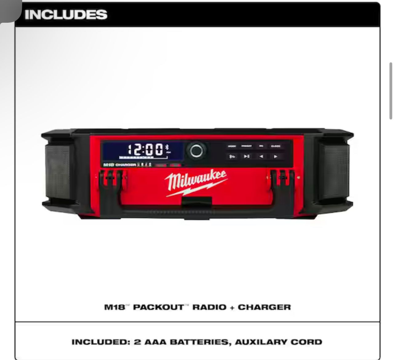 Milwaukee M18 Lithium-Ion Cordless PACKOUT Radio/Speaker with Built-In Charger