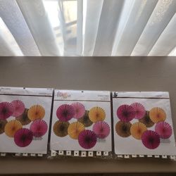 3 Packs Of Paper Fan Decorations 