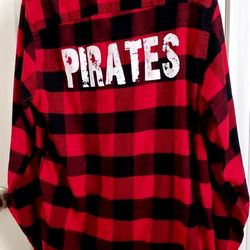 Cooper Pirates Warm Flannel Button Up Shirt Size Woman's Medium 