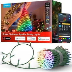Govee Christmas Sparkle String Lights 66ft with 250 Bullet-Head LEDs
String Lights with 140+ Scene Modes, 3D Shape Mapping, Music Sync, Works with Ale