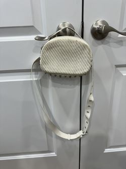 WHITE ZARA BELT BAG WITH SILVER STUDS