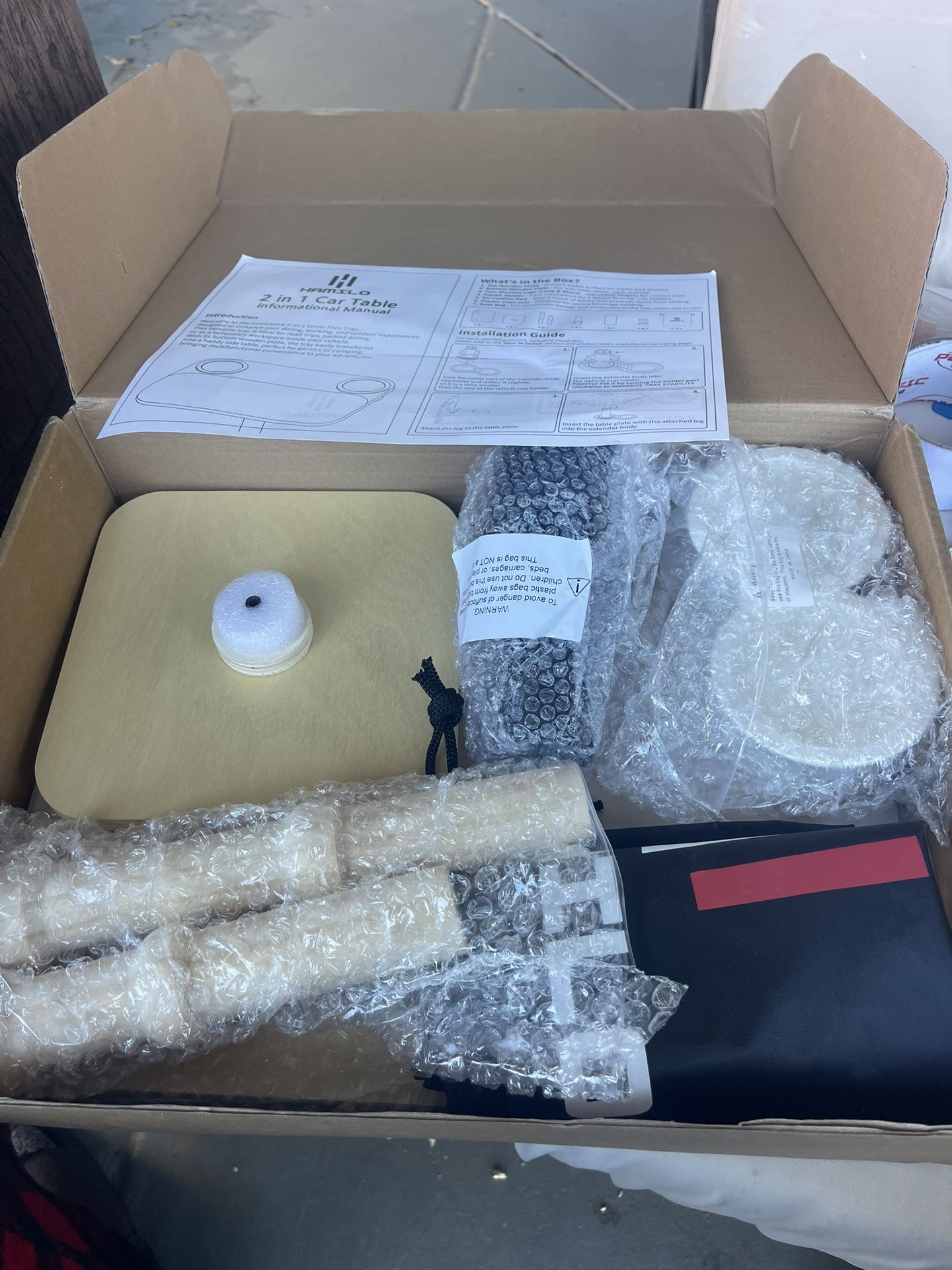 2-in-1 Drive-Thru Tray: Car Food Tray, Wood Car Trays for Eating in Parked Car, Car Desk for Laptop, Car Cup Holder Tray for Road Trip, Taxi, RVs, Tru