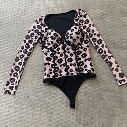 Leopard print women’s corset body suit size small