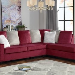 New Red Velvet Reversible Sectional