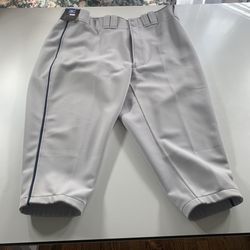 Mizuno Premier Adult XX-Large Baseball Pants Short Knickers Pant Gray Navy
