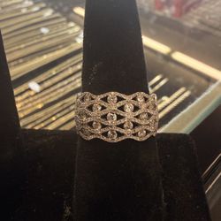 14KT White Gold Band W/ Studded Diamonds 41211-4