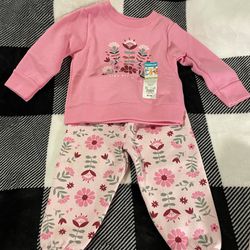 Baby Girl Infant Size  6-9 Sweat Shirt &Pants Set