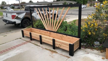Custom privacy wall patio garden bed flower herb planter box wooden cedar redwood container vegetable urban
