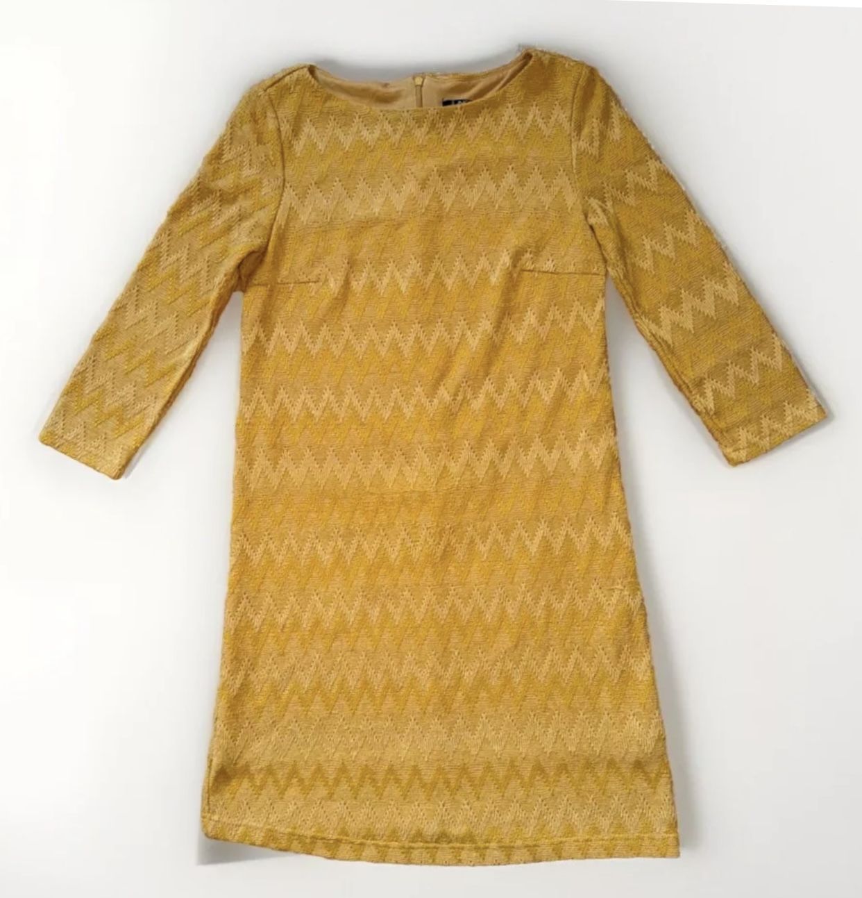 Incity Women’s Size S Knit Middle Sleeve Mustard Yellow Used Above Knee Used Dress