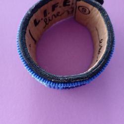 Handmade Leather Cuff Bracelet With A Blue Exterior