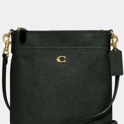 Coach Kitt Black CrossGrain Leather Crossbody Messenger Bag