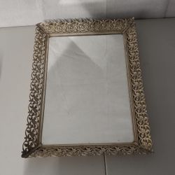 Vintage Gold Ornate Mirror Vanity Tray