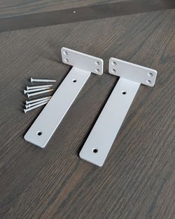Heavy Duty Floating Shelf Brackets Matte White 8 Inch Pair Set of 2