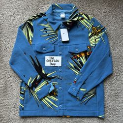 NIKE LEBRON JAMES SHERPA FLEECE BUTTON UP BASKETBALL JACKET MENS SIZE XL BLUE BLACK NEW