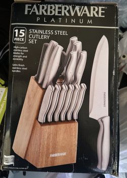 McCook MC25A Knife Set with Built-in Sharpener - Stainless Steel, 15 Pieces