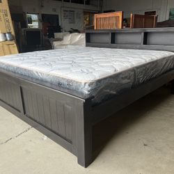 Solid Wood King Bed And Mattress