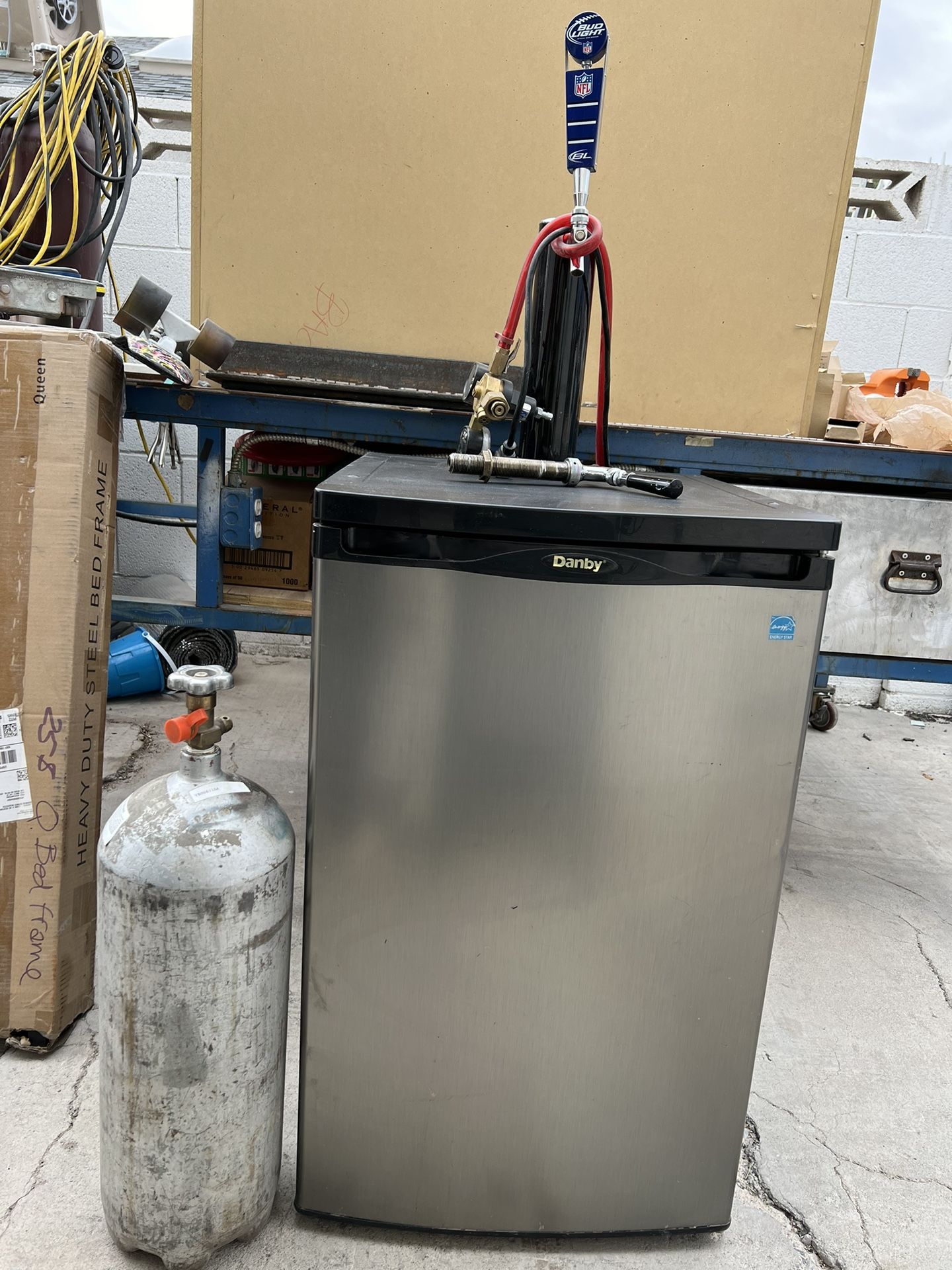 Kegerator with keg & CO2 bottle 