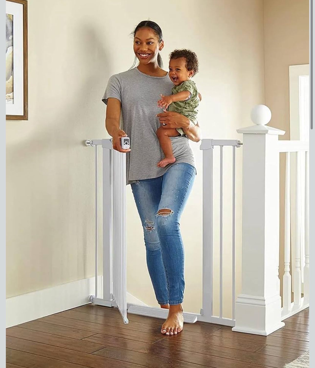 Cumbor 36" Extra Tall Baby Gate for Stairs, 29.7-40.6"(Extensions Included) Wide Dog Gate for Doorwa