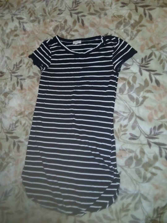 Black and white striped long shirt 
