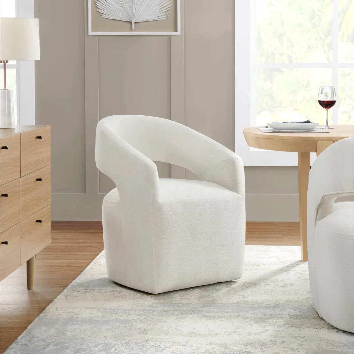 Alivia Fabric Rolling Chair (Ivory) $149.99