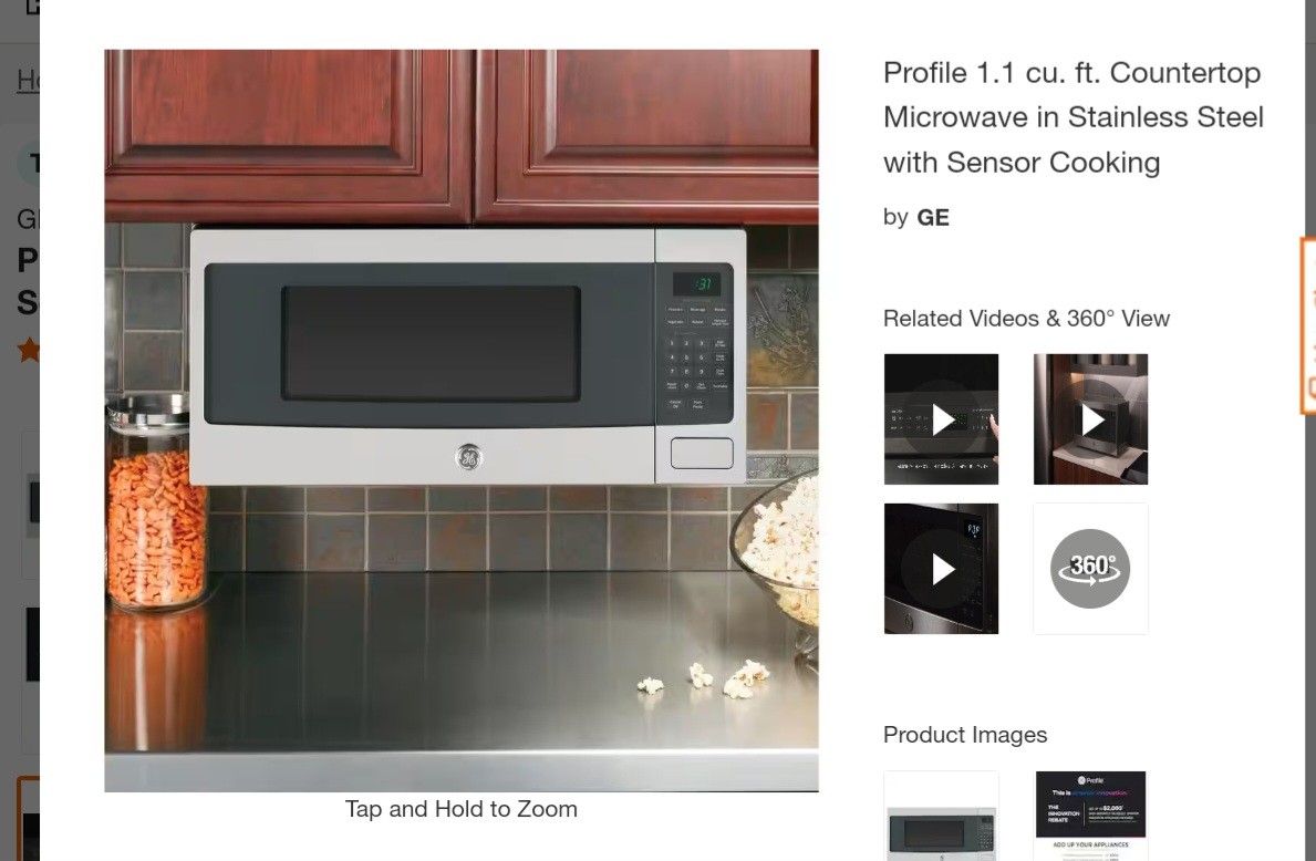 Profile 1.1 cu. ft. Countertop Microwave in Stainless Steel with Sensor Cooking