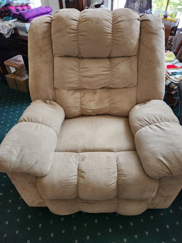 Tan Recliner Rocking Chair