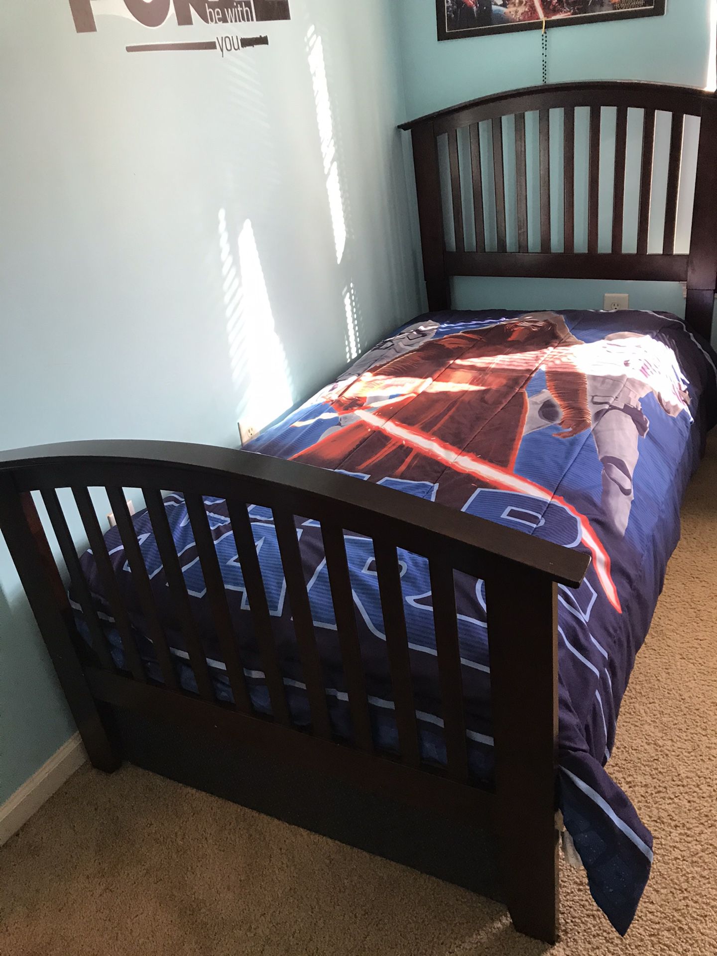 Brown wood Twin bed Frame