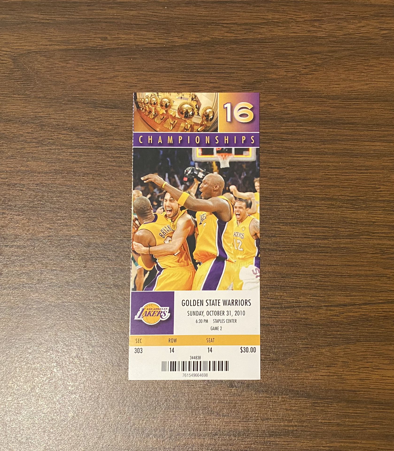 JEREMY LIN 1ST CAREER NBA POINT AUTHENTIC FULL GAME TICKET 10-31-2010 GOLDEN STATE WARRIORS vs LOS ANGELES LAKERS