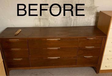 Refinished Handcrafted Mid Century Style 9-Drawer Dresser
