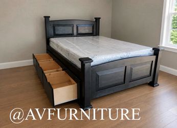 Full Bed w 3 Drawers and Memory Foam Mattress