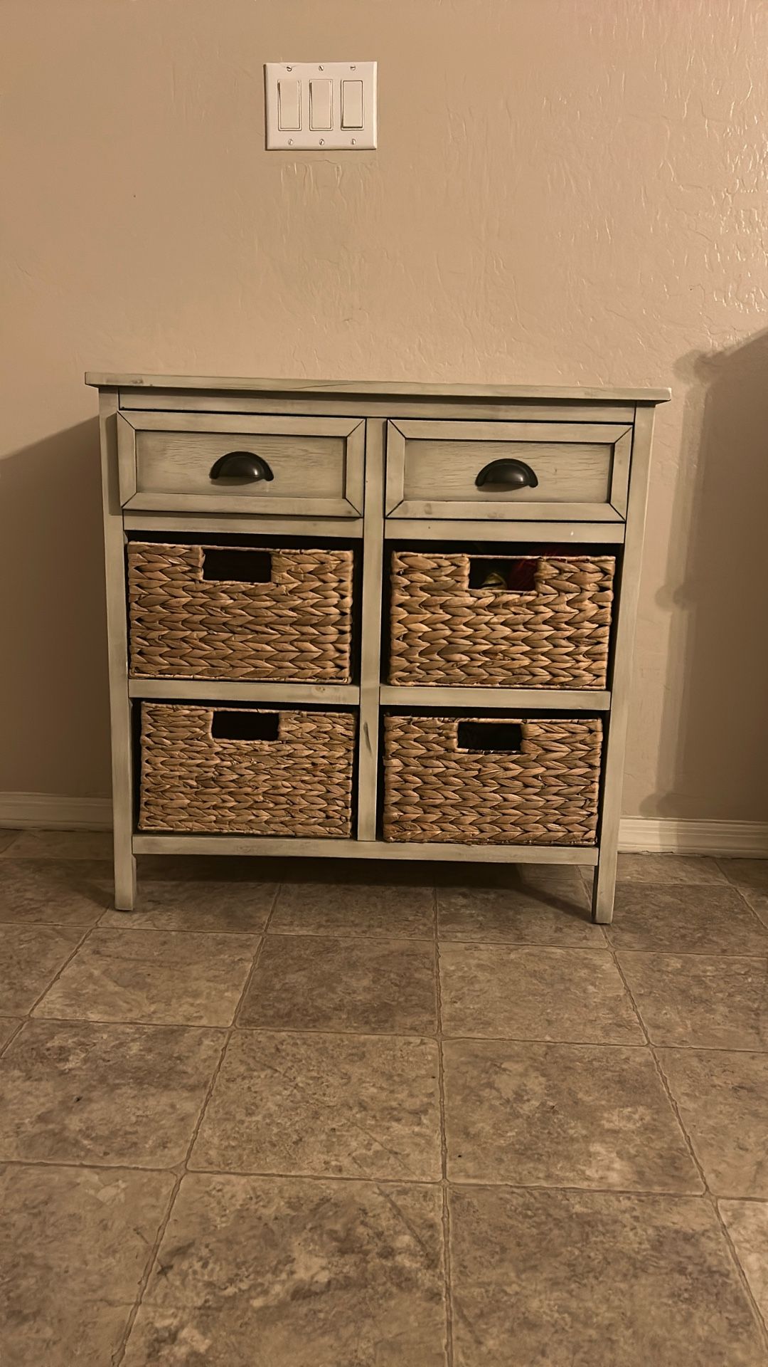 2 DRAWER 4 BASKET STORAGE SIDE TABLE