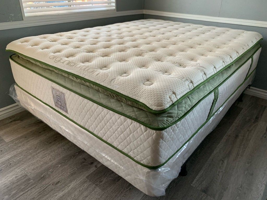 Queen Organic Elite Superior Hybrid Cool Gel Memory Foam Pillow Top 14inch Mattress!