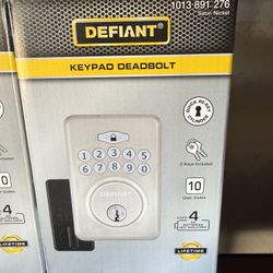 Defiant Radius Satin Nickel Single Cylinder Keypad Deadbolt Lock
