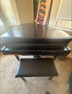 Black Baby Grand Piano with Bench