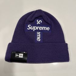 Supreme “Cross” Box Logo Beanie Purple