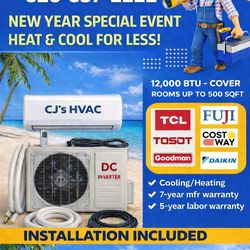 Heater And Cooling Heat Pump Mini-Split Ductless System With Installation