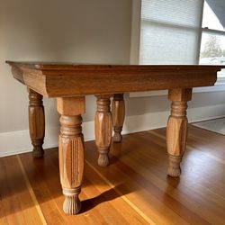 Antique Solid Oak 5 Leg Table With 3 Leaves