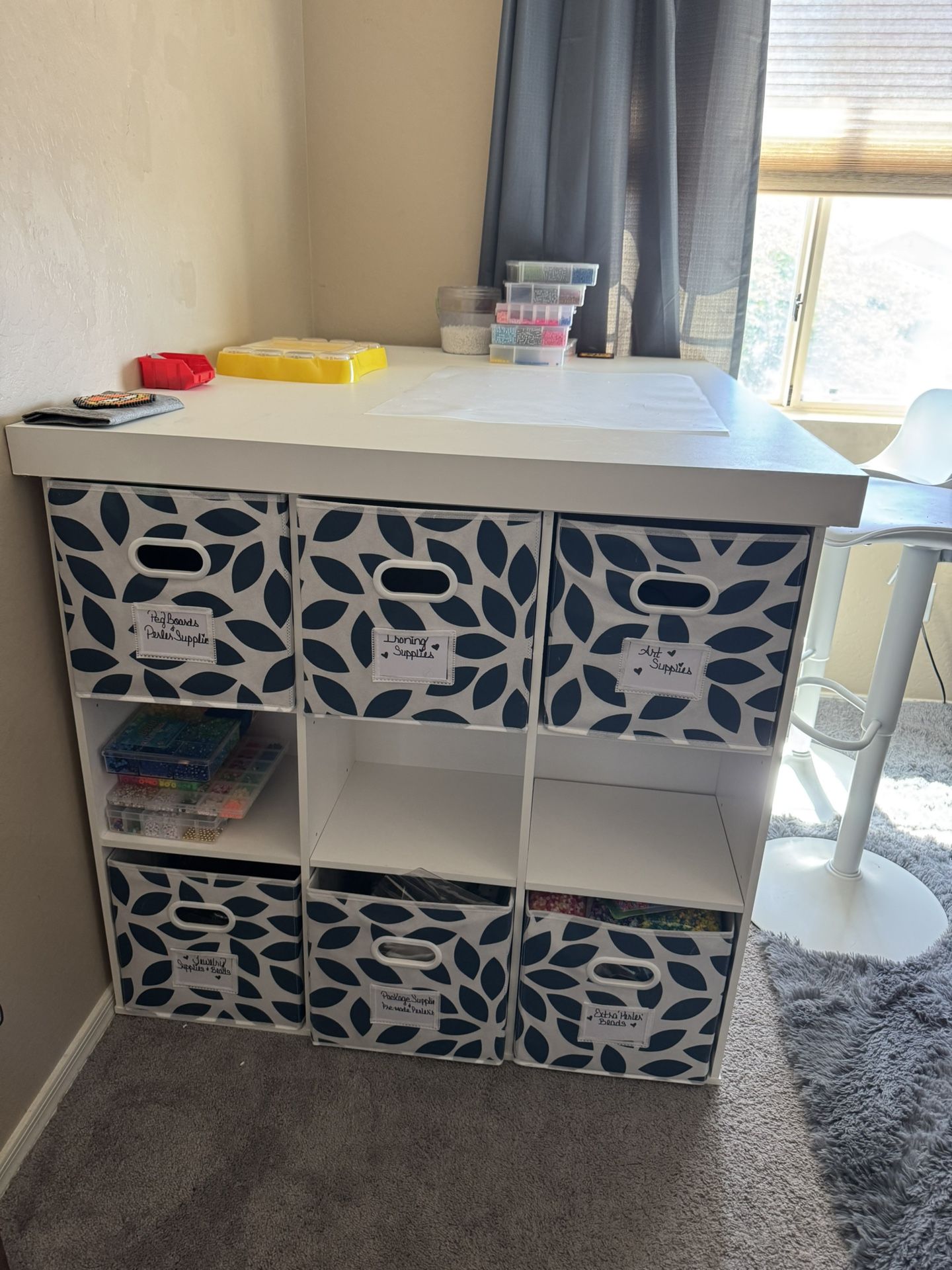 Crafting, Art, Drawing Desk/table With Cubbies & Stool