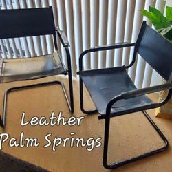 2 Leather Director Style Chairs 