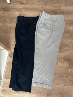 Two Pairs of Pleated Dress Pants blue and grey 34x30