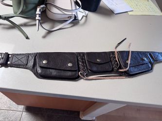 Brown Leather Multi-Pocket Belt Bag