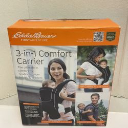 Eddie Bauer 3-in-1 Comfort Baby Carrier Backpack - 0-48 Months - Black - New