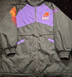 Men XL Vintage 90s Phoenix Suns NBA Full Zip Hooded Windbreaker Jacket
