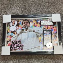 Bad Bunny sign Super Bowl ticket memorabilia